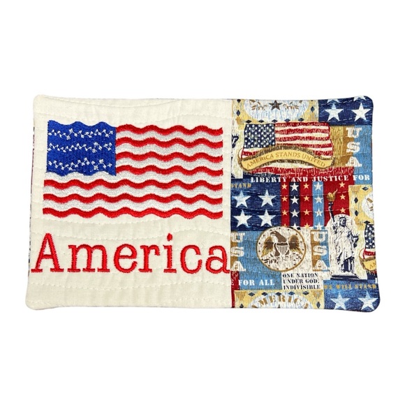 Hand Crafted Mug Rug Coaster Embroidered Cotton Fabric Padded Absorbs Liquid - Picture 1 of 9